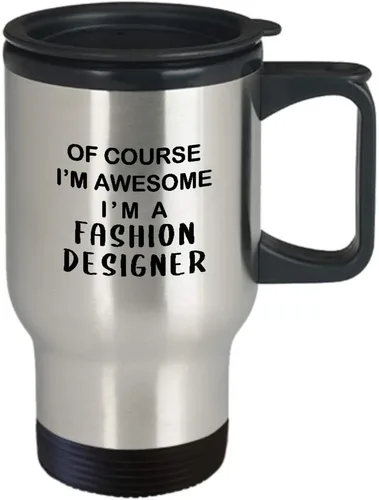 Vista 2 de Funny Gifts for Fashion Designer Travel Mug Insulated Coffee Tumbler - Of Course Im Awesome - Textile Artist Designing Clothing Stylist Industry