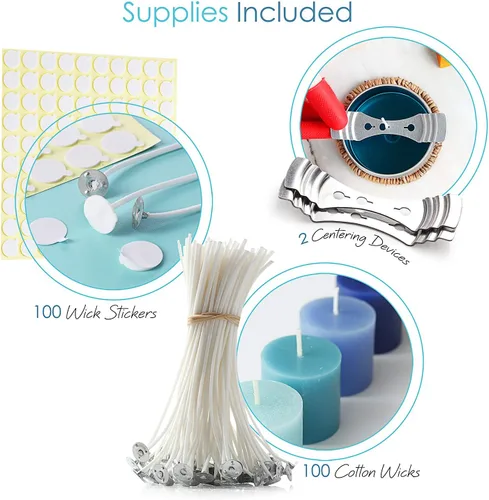Vista 5 de Hearth & Harbor Cera de soja natural y suministros para hacer velas de bricolaje – 5 libras de copos de cera de soja, latas de vela con tapa