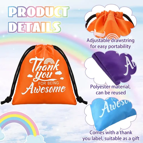 Vista 3 de Paterr 24 bolsas de regalo de agradecimiento a los empleados, bolsas de agradecimiento para ser impresionante, con cordón, compañeros de trabajo