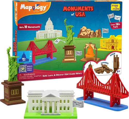 Vista 10 de Imagimake Mapology Man's Journey to Moon, Apollo 11 3D Model Kit para niños Kit educativo de modelo STEM, construye cohetes y satélites, regalo