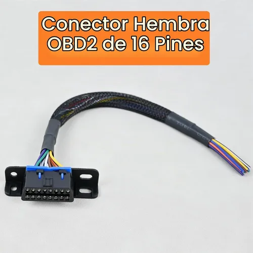 Vista 2 de Conector hembra OBD2 de 16 pines J1962F para abrir el cable OBDII Dash Port Pigtail Arnés de cable fijo DIY 12 pulgadas/11.8 in