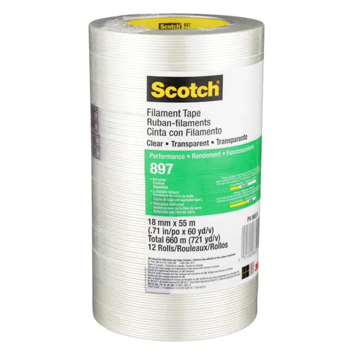 Vista 4 de 3M Scotch - Cinta de filamento 897, transparente, 0.709 in x 180.4 ft, 5 mil