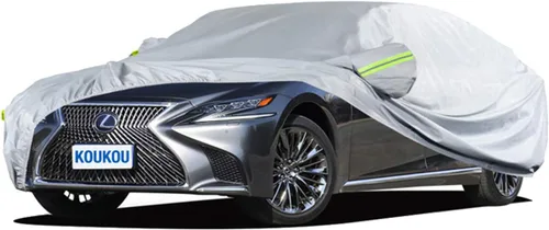 Vista 8 de KouKou Funda impermeable para automóvil para todo tipo de clima, 7 capas para automóviles con cremallera, ajuste universal para sedán, Honda Civic