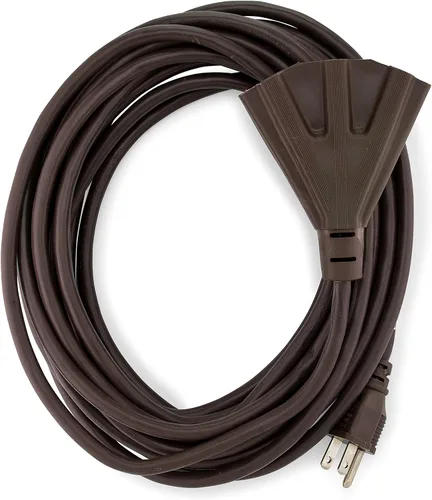 Vista 8 de Cable alargador de Holiday Lighting Outlet para interiores o exteriores de 16/3, 3 tomas de corriente, 3 clavijas, certificación UL Negro