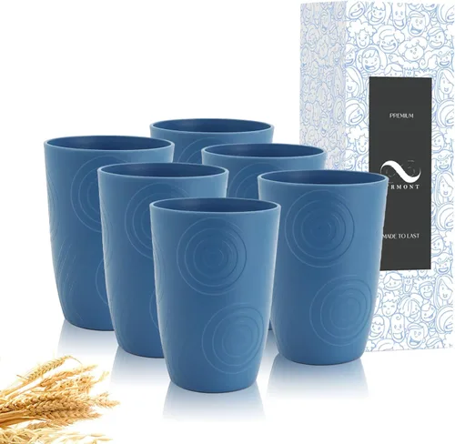 Vista 12 de PYRMONT Juego de 6 tazas de paja de trigo, tazas de café de plástico reutilizables, tazas de té con asas, juego de tazas de 16 onzas para café