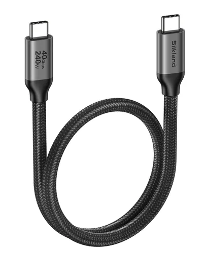 Vista 10 de Silkland Cable USB 4 de 40 Gbps para Thunderbolt 4 de 4 pies, 240 W PD3.1
