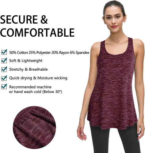 Vista 77 de Cestyle - Camiseta sin mangas para mujer, cuello redondo, corte holgado, para entrenamiento