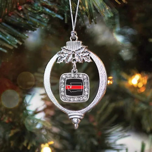 Vista 294 de Inspired Silver - Nana púrpura - Adorno de Navidad plateado - Adorno cuadrado para árbol de Navidad con circonita cúbica - Decoración colgante