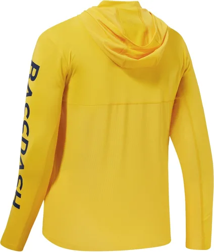 Vista 3 de BASSDASH UPF 50+ - Sudadera con capucha para hombre, protección solar UV, manga larga, rendimiento Ámbar/Azul Oscuro