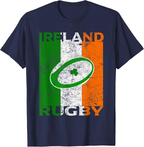 Vista 66 de Camiseta de rugby irlandés con la bandera de Irlanda, regalo vintage Negro