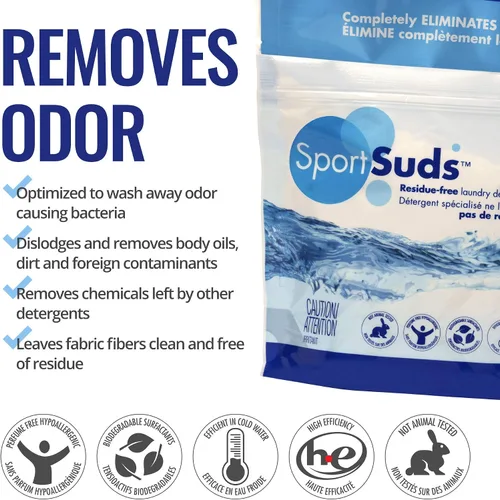 Vista 3 de Sport Suds - Detergente para ropa, bolsa con cierre de 500 g, para más de 40 lavados, SPO500, 1
