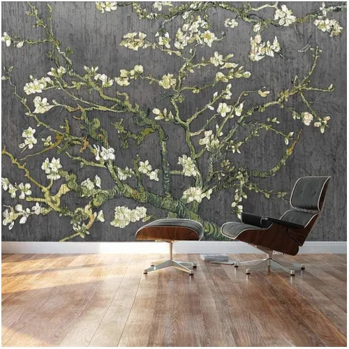 Vista 7 de Wall26 - Papel tapiz en color cobre con estampado de "Almendro en flor" de Vincent Van Gogh