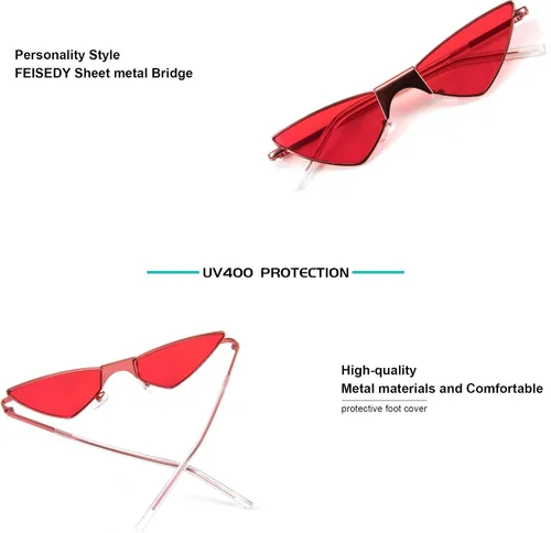 Vista 5 de FEISEDY Gafas de sol pequeñas con ojo de gato para mujer, color rosa, color caramelo, B2721