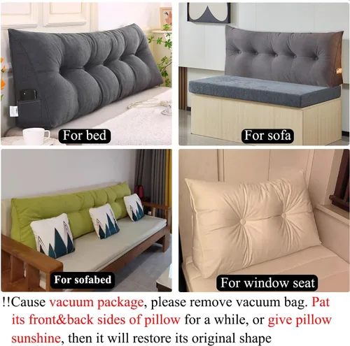 Vista 6 de Almohada de Cuña Triangular Twin XL para Cama para Brecha del Cabecero, Almohadas de Lectura Triangulares para Sentarse en la Cama, Almohada de Cuña