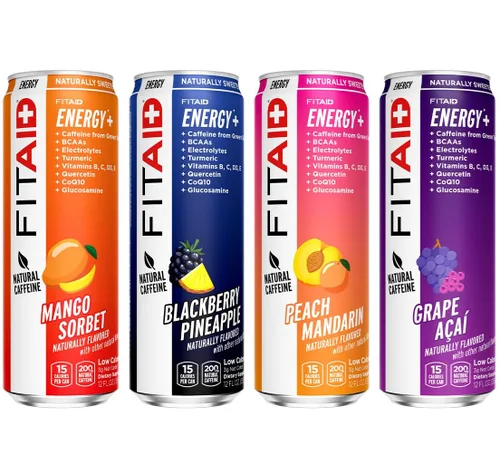 Vista 14 de Bebida FITAID ENERGY, 0.007 onzas de cafeína natural, keto, piña y mora, omega-3, 15 calorías, paleo, vegana y sin gluten, sin edulcorantes