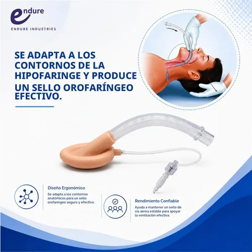 Vista 6 de Endure Máscara laríngea desechable para vías respiratorias, LMA, 1 paquete (talla 4)
