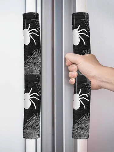 Vista 2 de Juego de 2 fundas para manijas de puerta de refrigerador de Halloween para lavavajillas, microondas, horno, nevera, estufa, electrodomésticos