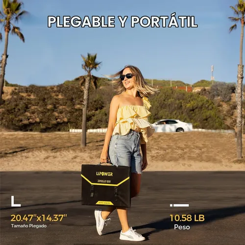 Vista 2 de Lipower - Panel solar portátil de 100 W, 18 V, cargador solar plegable para Lipower Power Sation, Jackery/Anker/FlashFish/Bluetti/Goal Zero/Rockpals