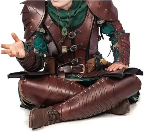 Vista 7 de Armadura de cuero medieval de caballero vikingo, grietas, polaina renacentista, disfraz de Halloween para hombres y mujeres, armadura LARP