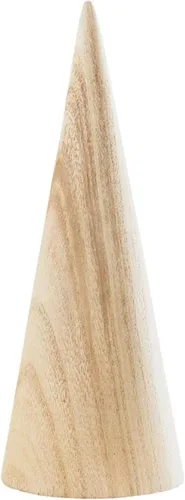 Vista 6 de Santa Barbara Design Studio Cono de árbol Pawlonia madera simple decoración de Navidad, 3 unidades, natural