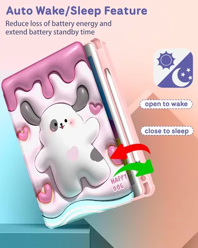Vista 5 de Uppuppy Funda para iPad A16 – para Funda de iPad 10ª Generación 10.9 Pulgadas Linda Mujeres Niñas Femenina Bonita Kawaii Dibujos Animados Perro