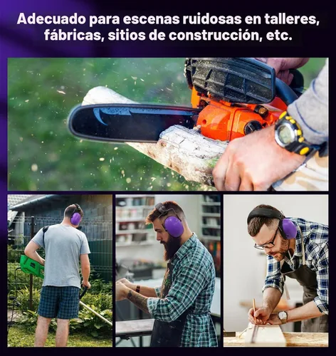 Vista 9 de PROHEAR 038 - Orejeras de protección auditiva para siega, reducción de ruido pasiva de 28dB, protector auditivo compacto y plegable para tiro Púrpura