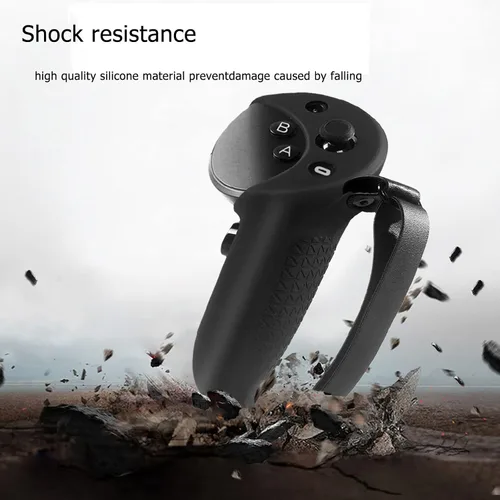 Vista 5 de Silicone Grip Cover for Meta Quest Pro, Protector Cover Compatible with Meta Quest Pro Accessories Touch Controller Grips with Knuckle Straps (Black)