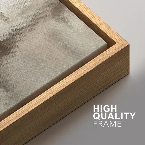 Vista 300 de SIGNFORD - Set de obras de arte en lienzo enmarcado para pared, ilustraciones abstractas de neblina del desierto en tonos neutros beige y marrón