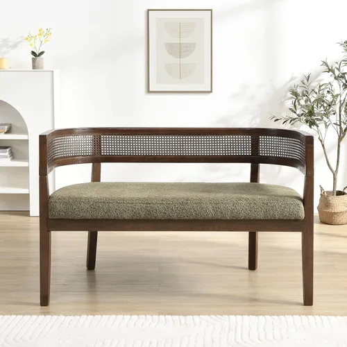 Vista 14 de Christopher Knight Home Xiza Modern Boucle - Sofá biplaza tapizado con marco de madera de caucho, cómodo sofá de 2 plazas y respaldo de ratán, sofás