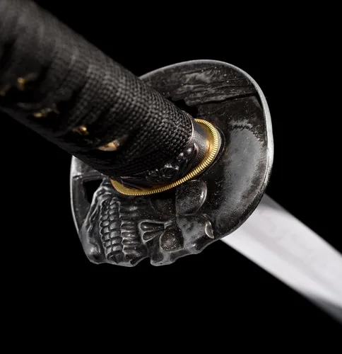Vista 7 de Espada Katana Samurai, templada en arcilla, acero T10, Hamon real, espada completa Full Tang, hecha a mano, samurái, extremadamente afilada