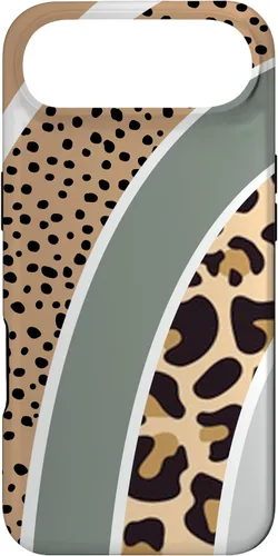 Vista 27 de Boho Burnt Orange Half Rainbow with Dotted Pattern Leopard Case for iPhone 17