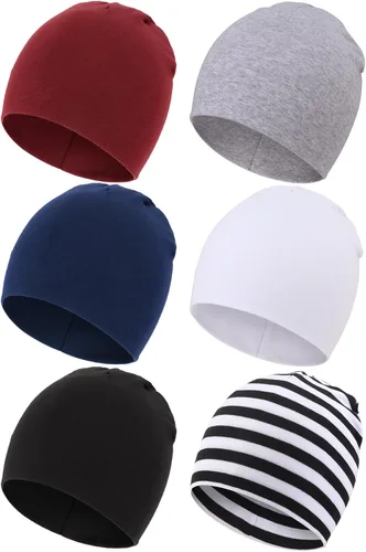 Vista 21 de DRESHOW BQUBO - Paquete de 6 gorros de bebé para niños y niñas, unisex, gorro de punto suave, gorro de guardería para recién nacidos, niños pequeños