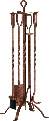 Vista 9 de Fire Beauty Juego de 5 herramientas para chimenea, accesorios de chimenea, soporte de herramientas con asas, herramientas para decoración