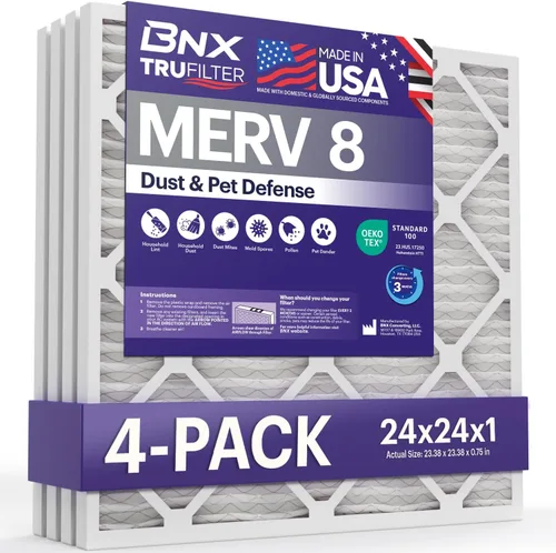 Vista 28 de BNX TruFilter - Filtro de aire MERV 8 de 10 x 10 x 1 pulgadas (paquete de 6) – Fabricado en Estados Unidos – Defensa contra polvo y mascotas
