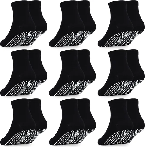 Vista 10 de GRPSKCOS Calcetines para bebés con agarre, 9 pares de calcetines antideslizantes para niños