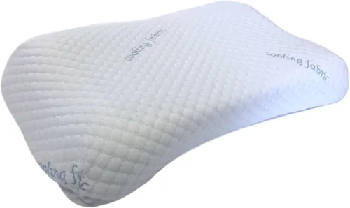 Vista 5 de Paquete de 4 almohadas de espuma viscoelástica densa de gel de enfriamiento doble azul tamaño queen en forma de hombro