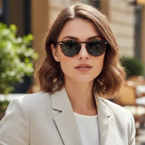 Vista 58 de CARFIA Gafas de sol polarizadas de acetato redondo para mujer, protección UV de cara pequeña con funda de cuero CA5288