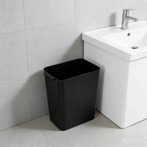 Vista 4 de Paquete de 3 cubos de basura de plástico negros de 4.5 galones, contenedor de basura