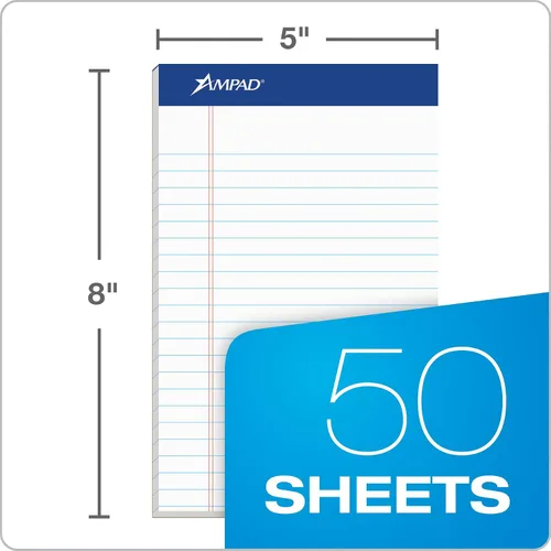 Vista 2 de Ampad Bloc de notas legales de 5 x 8, paquete de 12, rayado estrecho, papel blanco, 50 hojas por bloc de escritura, American Pad & Paper, fabricado