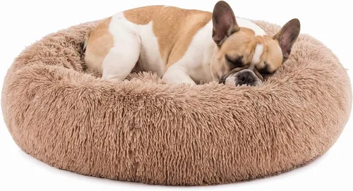 Vista 12 de NEWBULIG 37x37 Inch Donut Dog Bed for Indoor Use, Fluffy Large Pet Sofa Marrón