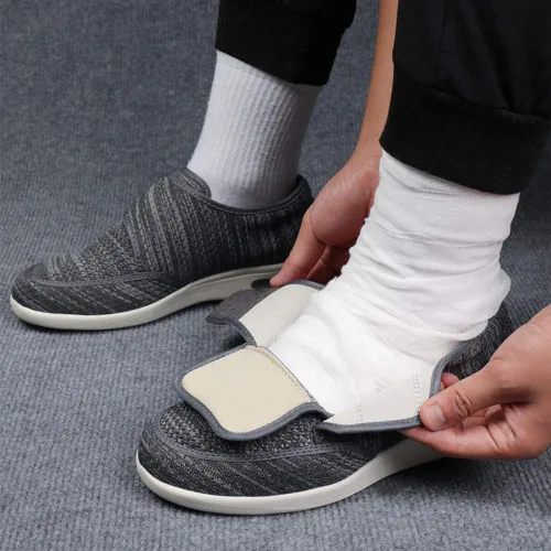 Vista 4 de W&LESVAGO Zapatos anchos ajustables para hombre con edema diabético con plantilla de espuma viscoelástica, amortiguación de aire, zapatos ligeros