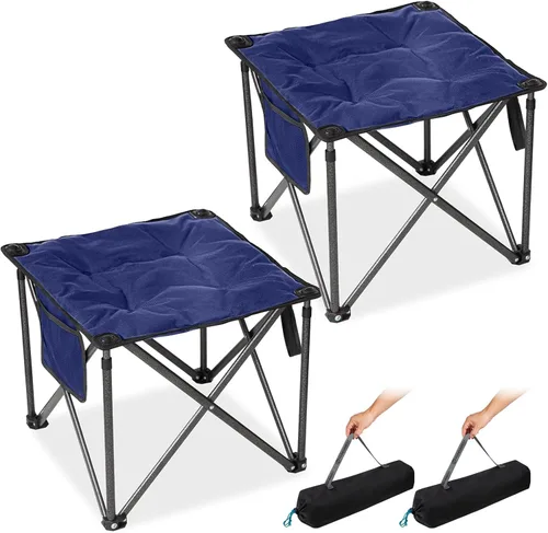 Vista 8 de FUNDANGO Taburete trípode plegable, silla de pesca portátil ligera con asiento acolchado grueso, 440 libras, sillas de campamento al aire libre