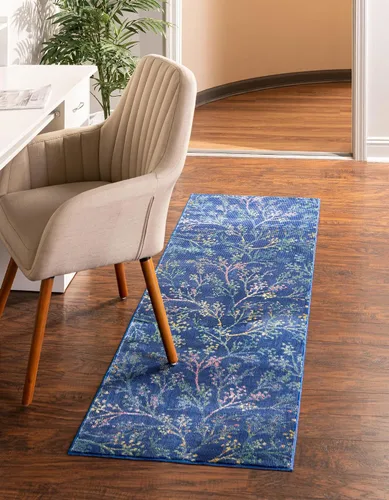 Vista 8 de Unique Loom Blossom Collection - Alfombra de área Yoshino (2' x 3' 1", rectangular, azul/verde)