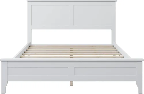 Vista 6 de Harper & Bright Designs Cama de plataforma de tamaño matrimonial con cabecero, marco de cama matrimonial de madera moderna con soporte de listones