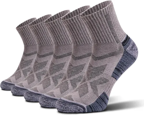 Vista 7 de NORDIC Socks Calcetines de senderismo ligeros de lana merino para hombres y mujeres, paquete de 5 unidades, corte bajo, unisex, antiampollas