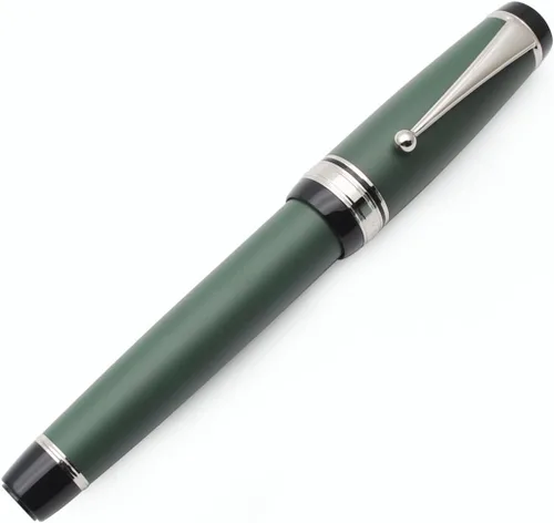 Vista 10 de Pluma estilográfica grande de metal, plumilla mediana de 0,7 mm, incluye convertidor de tinta y 5 cartuchos, acabado brillante pintado al piano Negro