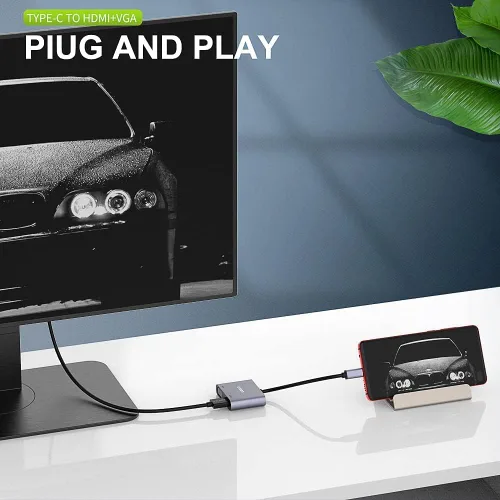 Vista 4 de ONTEN Adaptador USB C a HDMI VGA (2 en 1)