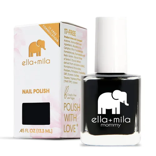 Vista 7 de ella+mila Esmalte de uñas vegano, secado rápido y resistente al astillado traje de noche negro