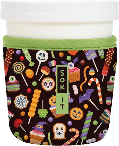Vista 51 de Sok It IceCreamSok - Funda de neopreno aislada (flores abstractas, pintas de helado cónicas)