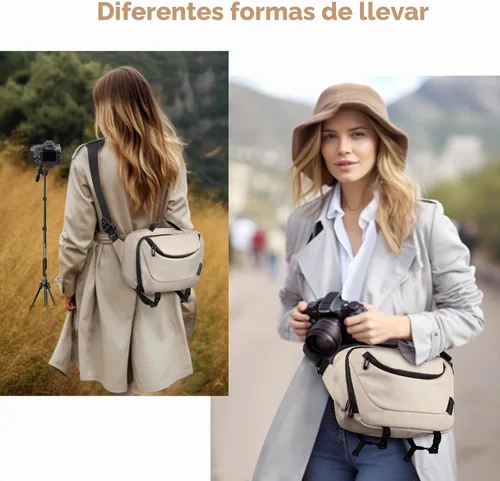 Vista 6 de TAAOKA Bolsa de Hombro para Cámara, Estuche para Cámara Impermeable con Soporte para Trípode, Bolsas para Cámaras DSLR/SLR/Sin Espejo Ligeras